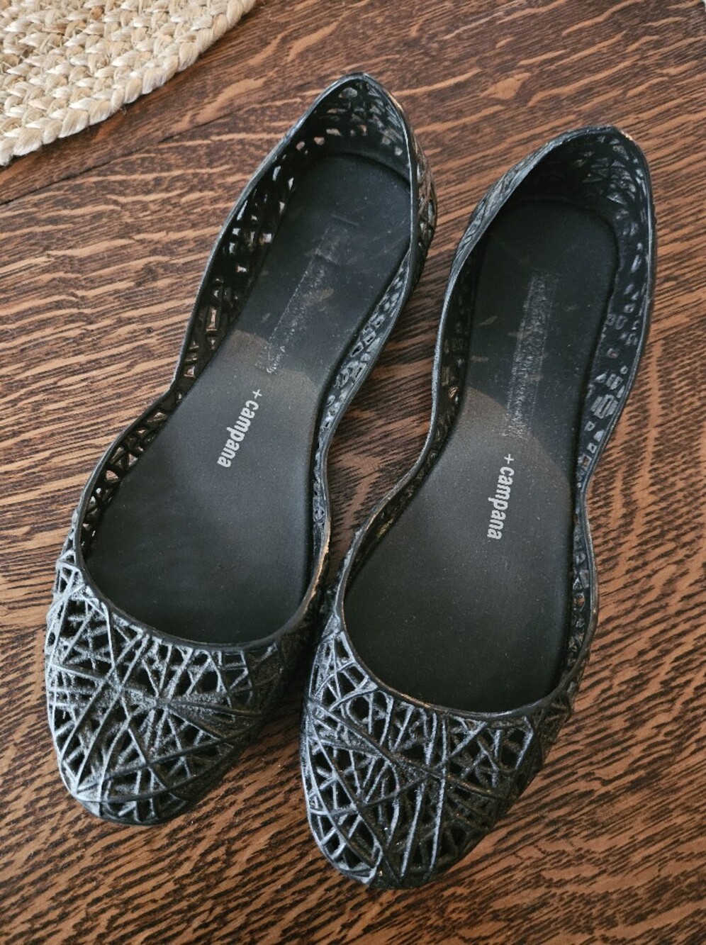 Melissa + Campana Black Glitter Jelly Flats | Women's US 5 | EUC